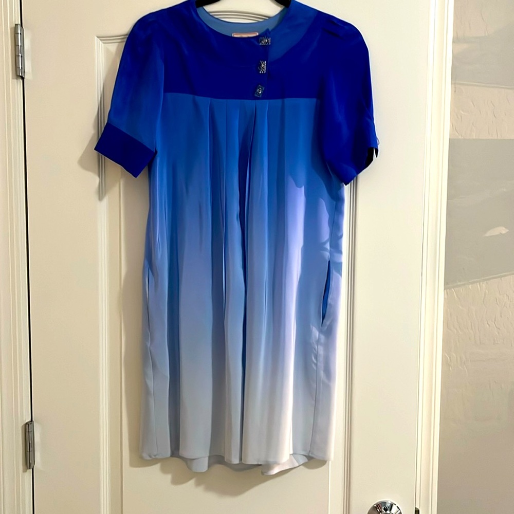 Women's Ombre Blue Silk Dress